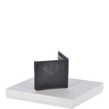 Cow Waxy Leather Classic 3 Card Bill-Fold and Coin Wallet Black : 1552