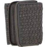 Vintage Woven Leather 7 Card Purse Dk Grey:  D-82