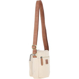 Fenland Canvas & Leather Crossbody Bag Tan/cream: FEN-751