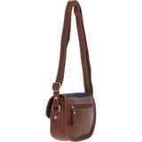 Ashwood Leather & Harris Tweed® Cloth Saddle Bag Tan/Navy: TW-26-011-TN