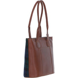 Ashwood Leather & Harris Tweed® Cloth Genuine Leather Shoulder Bag Tan/Watch: TW-23-04-TW