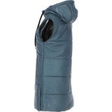 Ashwood Leather Long Gilet with Detachable Hood Grey: Gillet Long