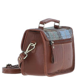 Ashwood Leather & Harris Tweed® Cloth Small Satchel Bag Tan/Mcload: TW-67-02-TM