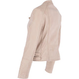 Leather Biker Jacket Cream: N-31