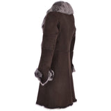 3/4 Length Toscana Suede Leather Coat Brown: KB 466