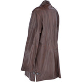 Womens Single Breasted Oversized Leather Coat Mid Brown/app: IVONNE 2