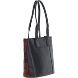 Ashwood Leather & Harris Tweed® Cloth Genuine Leather Shoulder Bag Black/Green/Red: TW-23-07-BR