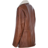 Men’s Trapper Leather Jacket with Faux Fur Lining Cognac: ELMS