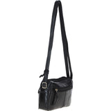 Leather Crossbody Bag with Adjustable Strap Black: Audrey