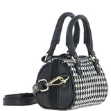 Ashwood Leather & Harris Tweed® Cloth X-Small Barrel Bag Black/White: TW-60-12-BW