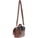 Ashwood Leather & Harris Tweed® Cloth Small Satchel Bag with Twist Lock Tan/Watch: TW-33-04-TW