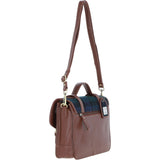 Ashwood Leather & Harris Tweed® Cloth Large Satchel Bag with Twist Lock Tan/Watch: TW-35-04-TW