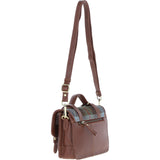 Ashwood Leather & Harris Tweed® Cloth Medium Satchel Bag with Twist Lock Tan/Mcload: TW-34-02-TM