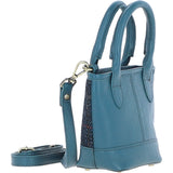 Ashwood Leather & Harris Tweed® Cloth Small Grab Bag Teal/Navy: TW-63-16-TN