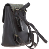 Ashwood Leather & Harris Tweed® Cloth Compact Backpack Brown/Green: TW-65-09-BG
