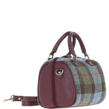 Ashwood Leather & Harris Tweed® Cloth Medium Barrel Bag Wine/Mcload: TW-62-17-WM