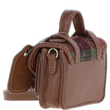 Ashwood Leather & Harris Tweed® Cloth Micro Satchel Bag with Twist Lock Tan/Green/Red:TW-36-08-TR