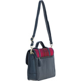 Ashwood Leather & Harris Tweed® Cloth Large Satchel Bag with Twist Lock Navy/Pink: TW-35-06-NP