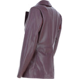 Womens Leather Fashion Single Breasted Blazer Burgundy: AWL-Blazer