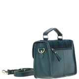Ashwood Leather & Harris Tweed® Cloth Satchel Bag Green/Watch: TW-68-18-GW