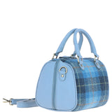 Ashwood Leather & Harris Tweed® Cloth Medium Barrel Bag Blue/Lt-Blue: TW-62-19-bb