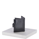Vegetable Tanned Flip Side 6 card, ID & Coins Dual Bill fold Tab Leather Wallet Black : 1246-VT