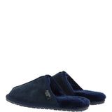 Fenland Classic Mens Suede Sheepskin Slippers Navy/navy