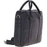 Mens Leather Laptop Messenger Bag Black: JOE