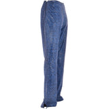 Women's Flared 60's Snake Print Leather Jeans Blue: 4053