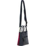 Ashwood Leather & Harris Tweed® Cloth Handbag with Removable Crossbody Strap Navy/Pink: TW-21-06-NP