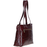 Velutto Eleganza' Zip Mid Section Real Leather Shoulder Bag Bordo/croc: 52234