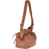 The Bridge Full Grain Small Italian Leather Shoulder Bag Havana Gold -  41466 79 2C NH