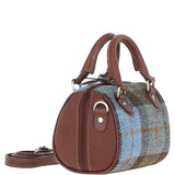 Ashwood Leather & Harris Tweed® Cloth Small Barrel Bag Tan/Mcload: TW-61-02-TM