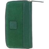 Ashwood 4 Card Zip Around Suede and Leather Purse Green: S-20