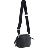 Compact Twin Zip Ashwood Leather Crossbody Bag Black: X-35