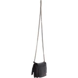 Vintage Mini Leather Cross Body Shoulder Bag With Chain Strap Black  – G27