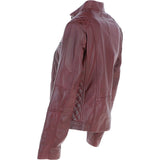 Leather Biker Style Jacket Burgundy : Awl-1201