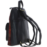 Exquisite Ashwood Leather & Harris Tweed® Cloth Backpack Black/Green/Red: TW-25-07-BR