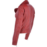 Twin Zip Fastening Leather Jacket Red: ESTIMO