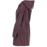Stylish Ashwood Leather Ladies Three Quarter Jacket Burgundy: Emilia
