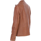 Ashwood Leather Mandarin Collar Men's Biker Jacket Tan: e-16110
