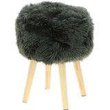 New Zealand Sheepskin Stool Cypress: SHORT SHEEPSKIN STOOL