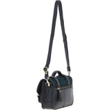 Ashwood Leather & Harris Tweed® Cloth Small Satchel Bag with Twist Lock Black/Watch: TW-33-03-BW