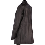 Womens Single Breasted Leather Coat Black/app: BIRMINGHAM