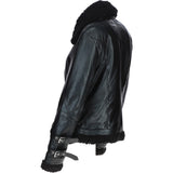 Womens Shearling Biker Jacket Black: 2418