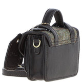 Ashwood Leather & Harris Tweed® Cloth Micro Satchel Bag with Twist Lock Brown/Green:TW-36-09-BG