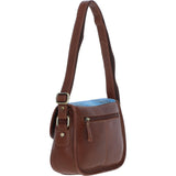 Elegant Ashwood Leather & Harris Tweed® Cloth Crossbody Bag Tan/LT Blue: TW-27-05-TB