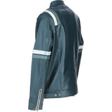 Men's Ashwood Leather Casual Jacket with Contrast Stripes Navy: AWM-260