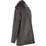 Mens Leather Coat With Detachable Collar Brown : Carl