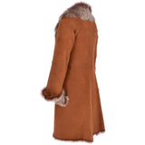 3/4 Length Toscana Suede Leather Coat Tan: KB 466